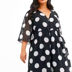Let's do the  Black and White Polka Sway Sz 14 MIdi Jumpsuit